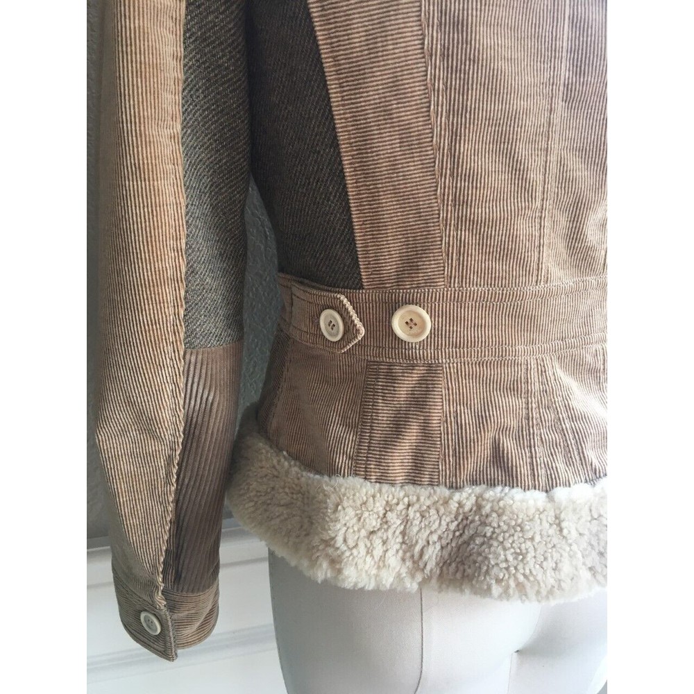 EUC LOUIS VUITTON Light Brown Corduroy Fur Trim Peacoat Jacket  38 / 6 - Picture 6 of 8